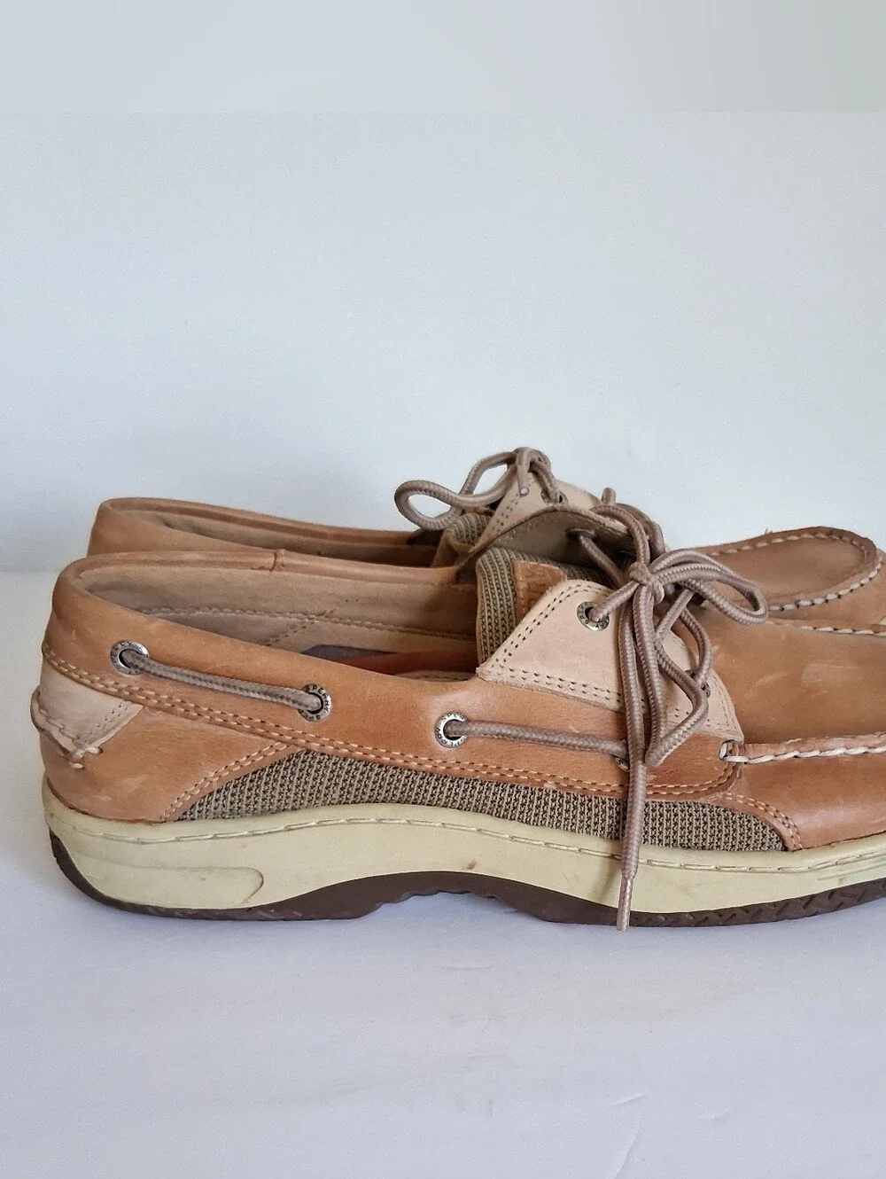 Sperry Top-Sider Mens Size 12 Tan Boat Shoes 3 Eye Lace Up Preppy Grandpacore